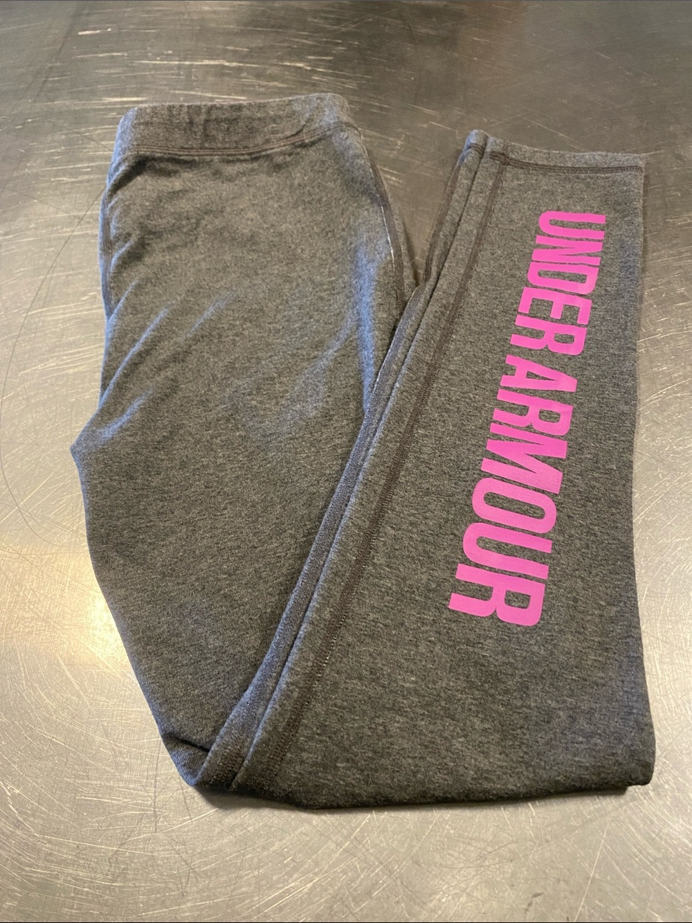 Under Armour Gray Leggings with Pink Logo